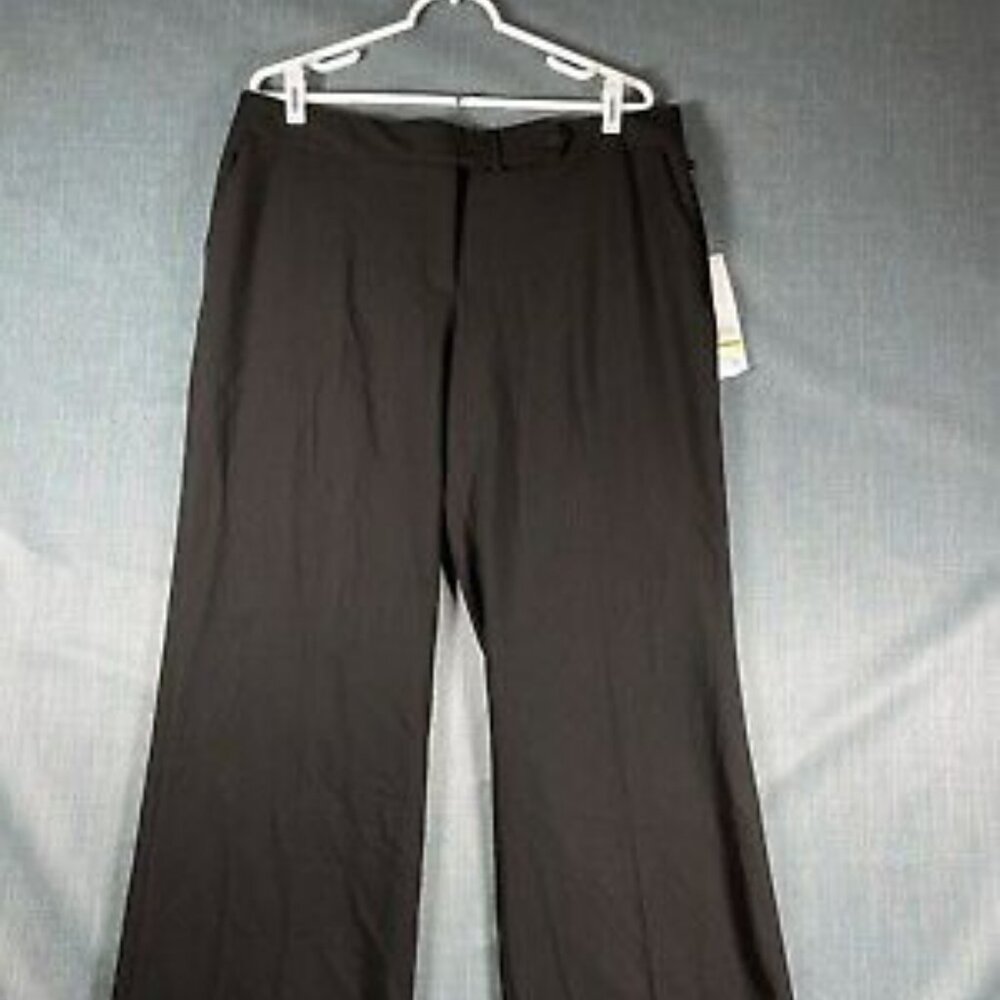 Calvin Klein Dress Pant Womens Size 14 Black Slash Pockets Classic Fit Polyester